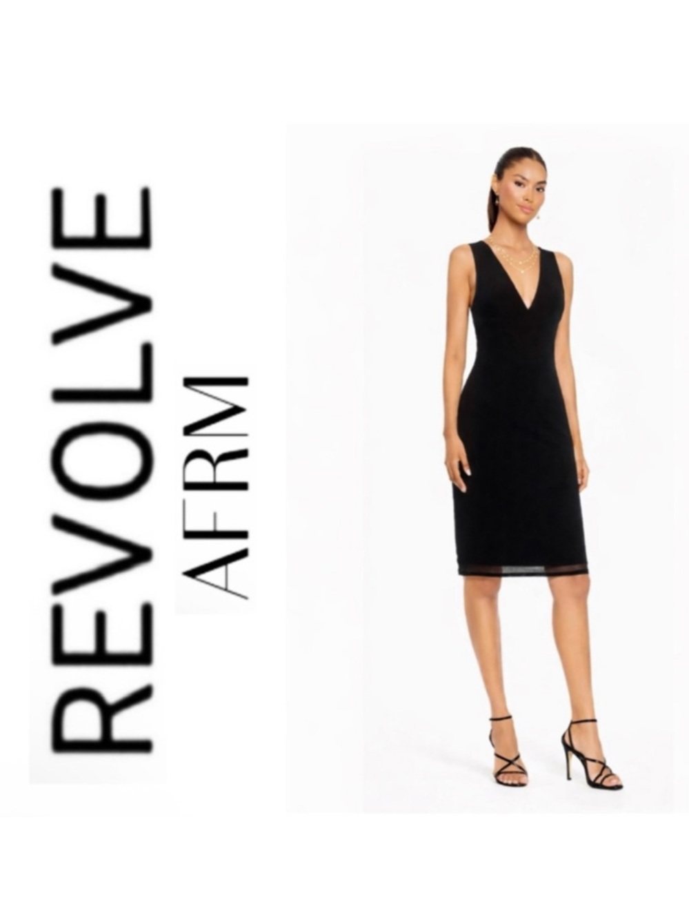 NWOT AFRM Ariana Sleeveless Midi Dress in Black